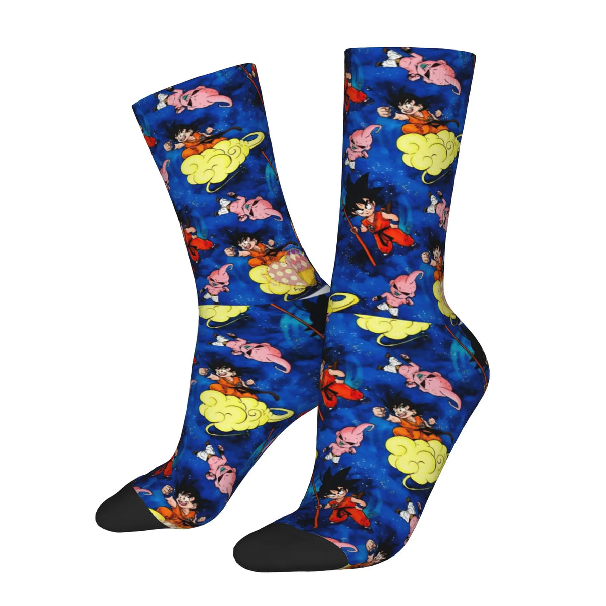 Chaussettes bleu marine Dragon Ball - Goku enfant sur nuages jaunes