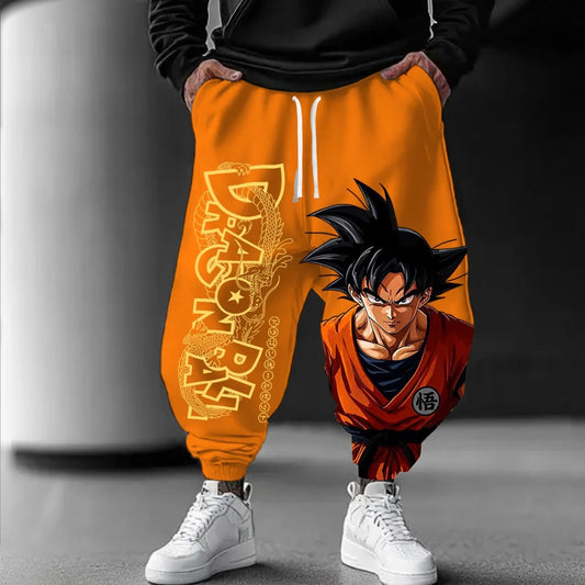 Pantalon de jogging Dragon Ball - Portrait de Goku sur orange