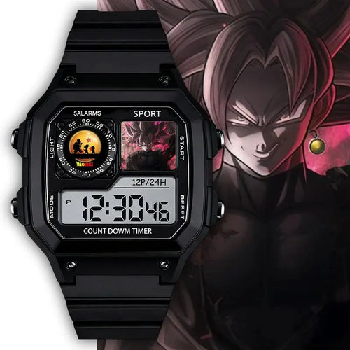 Dragon Ball black digital watch - Black Goku in portrait