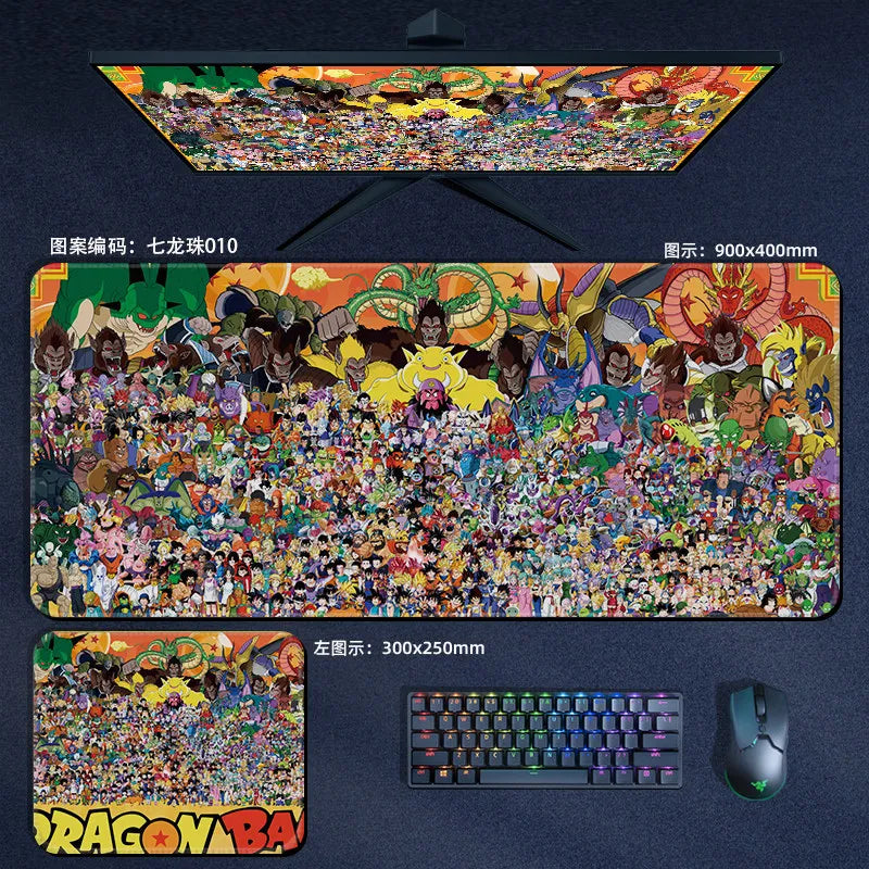 Tapis de souris orange Dragon Ball - personnages alignés et kanji Kame