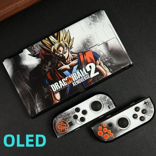 Coque Nintendo Switch OLED Dragon Ball - Goku Super Saiyan et commandes grises