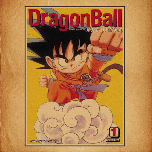 Retro Poster Dragon Ball - Goku child on its yellow cloud