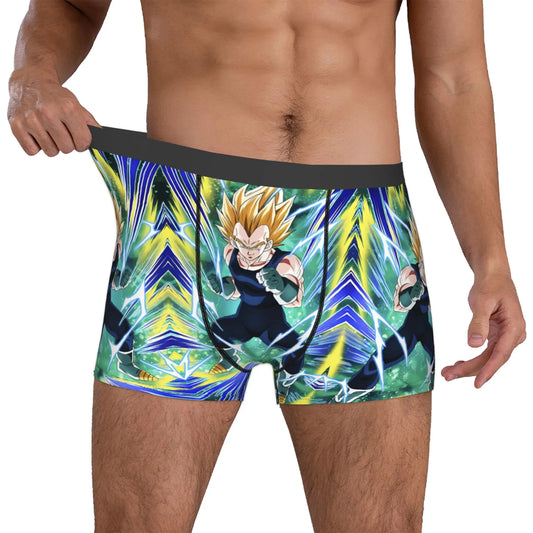 Boxer bleu et jaune Dragon Ball - Vegeta Super Saiyan en attaque