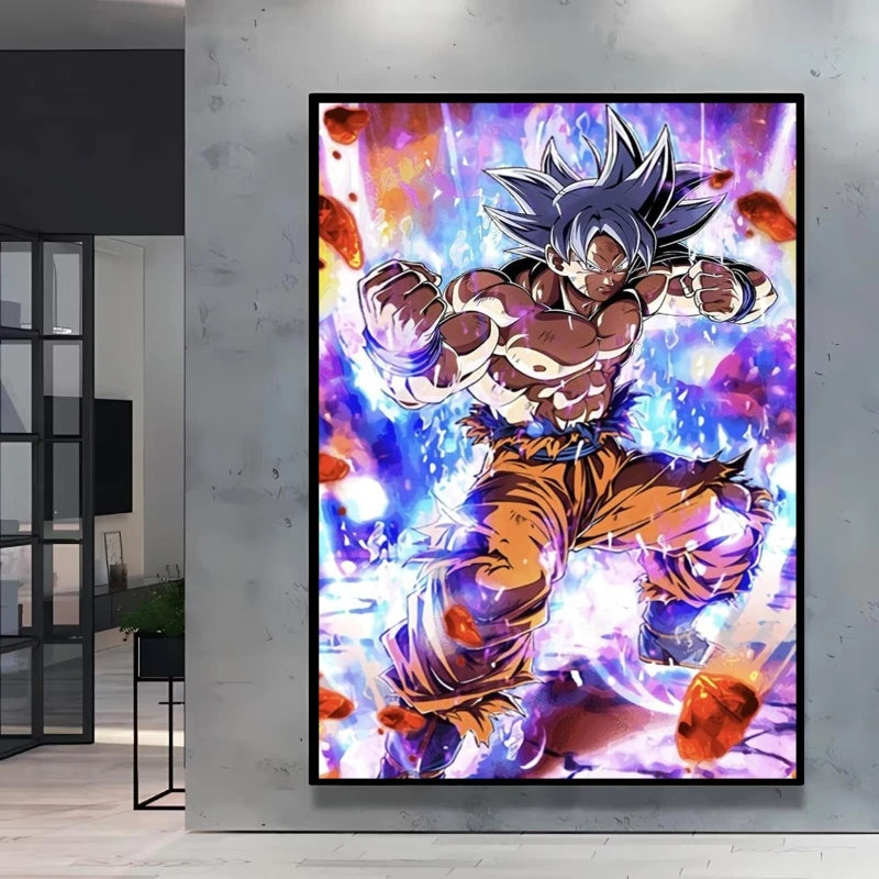 Stampa su tela Dragon Ball - Goku Ultra Istinto in pieno pugno