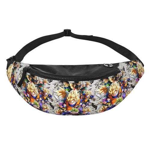 Sac banane multicolore Dragon Ball - Goku Super Saiyan au centre des combattants