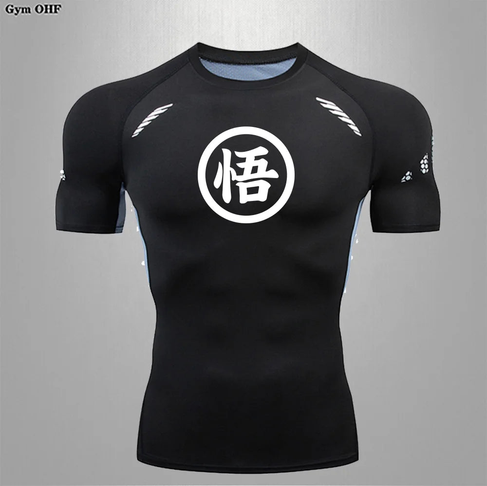 Graues Sportoberteil mit langen Ärmeln Dragon Ball - kanji Go black