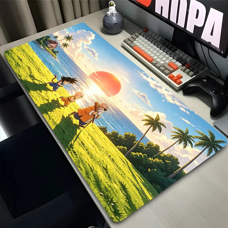 Tapis de souris bleu Dragon Ball - Goku et Vegeta face au paysage