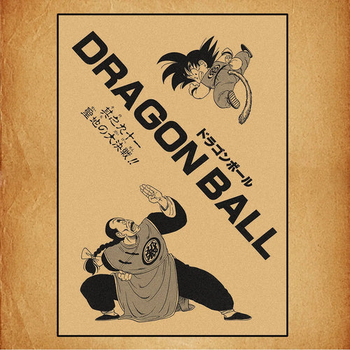 Póster retro Dragon Ball - Goku niño y Maestro Roshi