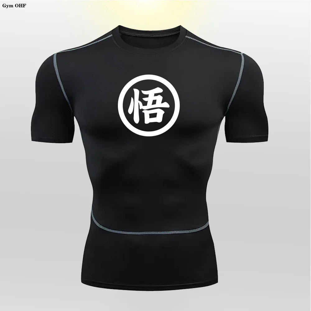 Graues Sportoberteil mit langen Ärmeln Dragon Ball - kanji Go black