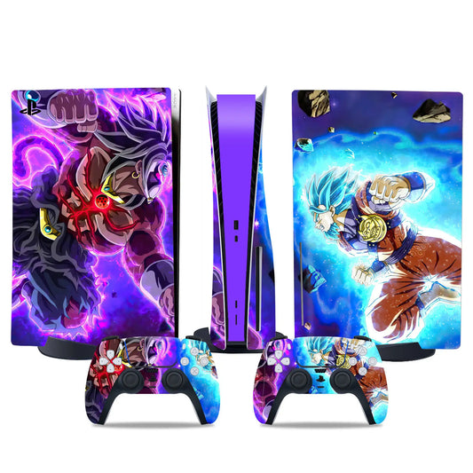 Vinilo para PS5 y mandos Dragon Ball - Goku y Black Goku con auras opuestas