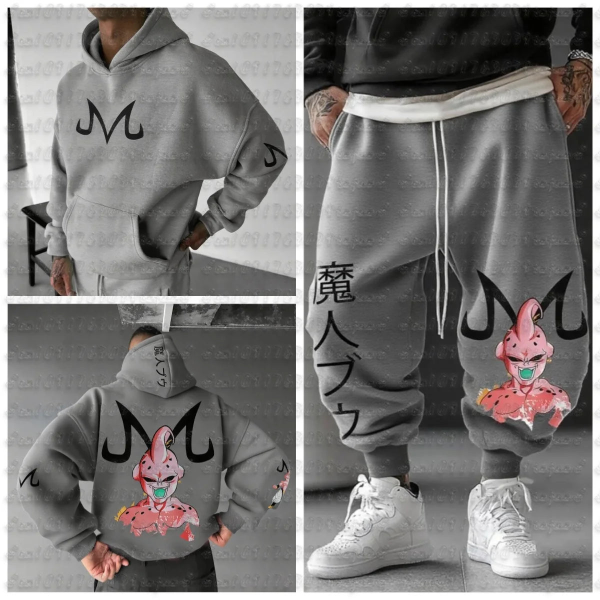 Dragon Ball sweatshirt and jogging set - Majin Buu gray