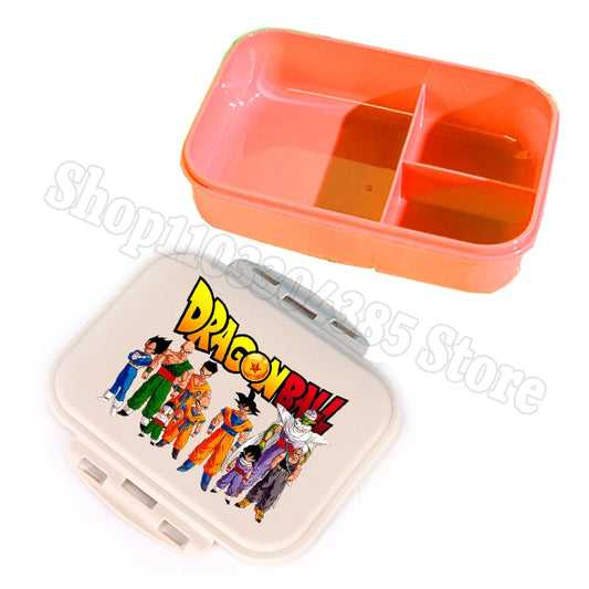 Boîte à goûter compartimentée orange Dragon Ball - les guerriers Z alignés