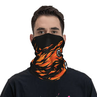 flames and Saiyan symbol