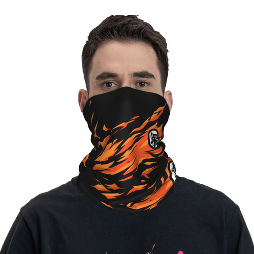Black and Orange Dragon Ball neck tower - flames and Saiyan symbol
