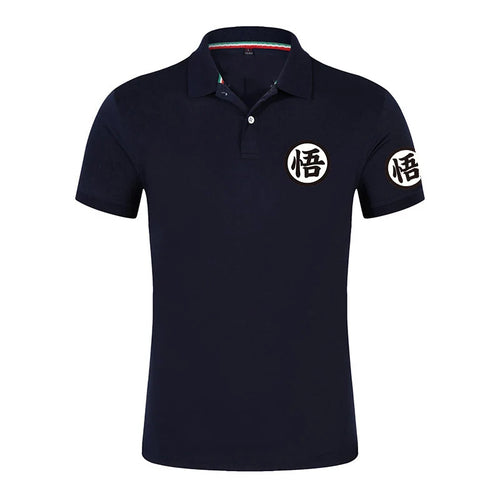Dragon Ball Navy Blue Polo - kanji Go on chest and sleeve