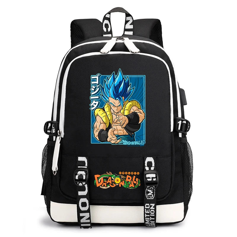 Black and White Dragon Ball Rucksack - Goku Super Saiyan 3 Zurück