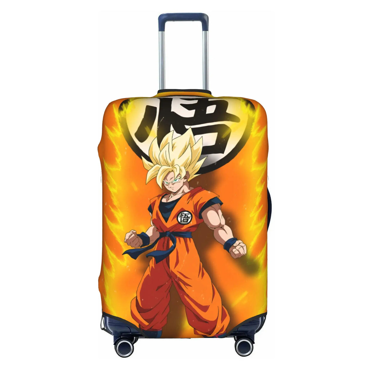 Housse de valise dorée Dragon Ball - Goku Super Saiyan et kanji Go