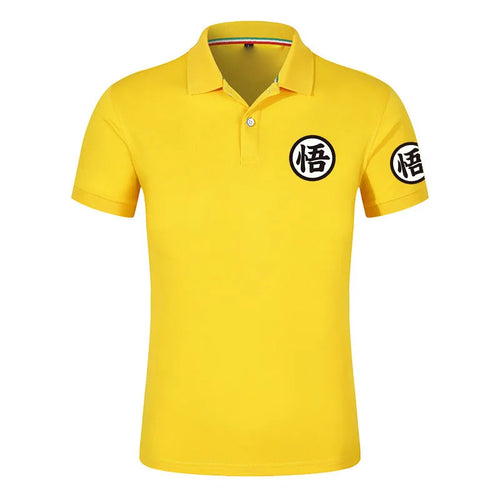 Yellow Dragon Ball Polo - kanji Go on chest and sleeve
