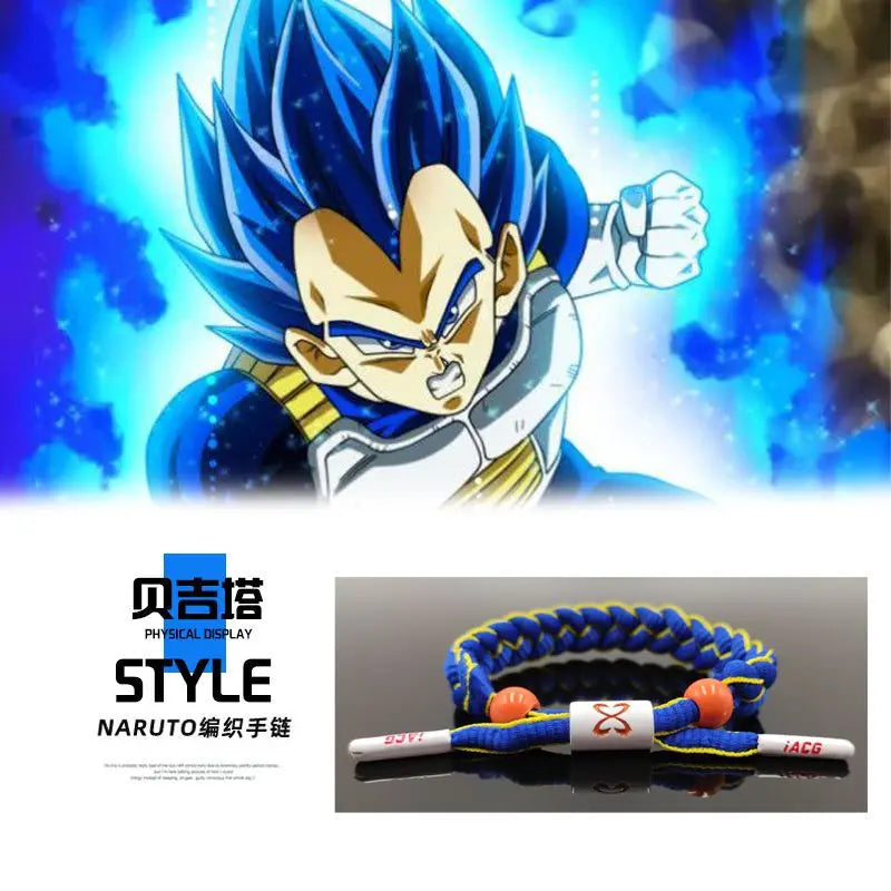 Pulsera trenzada naranja Dragon Ball - kanji Go y cuentas naranjas