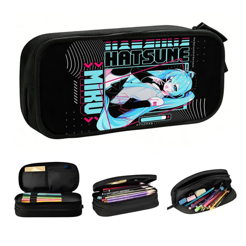 Trousse noire Vocaloid - Hatsune Miku avec casque audio
