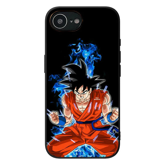 Cover per telefono nera Dragon Ball - Goku e fiamme blu