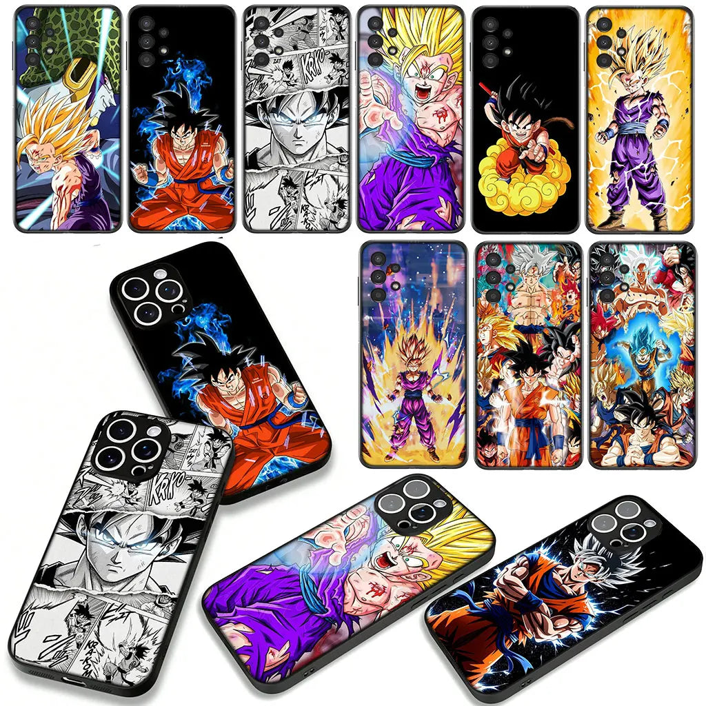 Funda de teléfono amarilla Dragon Ball - Gohan Super Saiyan 2 y relámpagos blancos