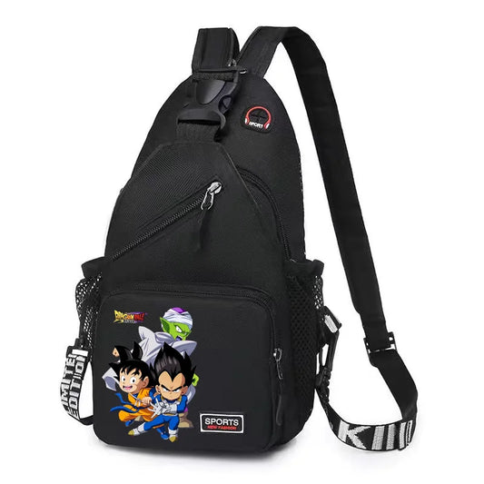 Borsa a tracolla nera Dragon Ball - Goku Vegeta e Piccolo chibi