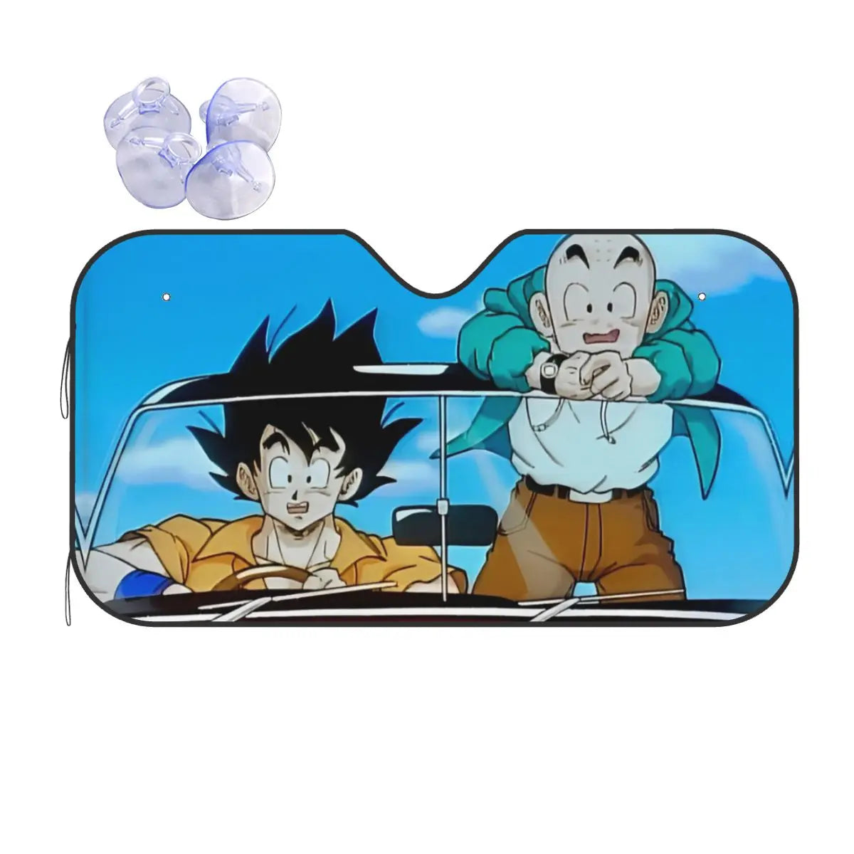 Zwarte auto parasol Dragon Ball kanji Go en oranje merken