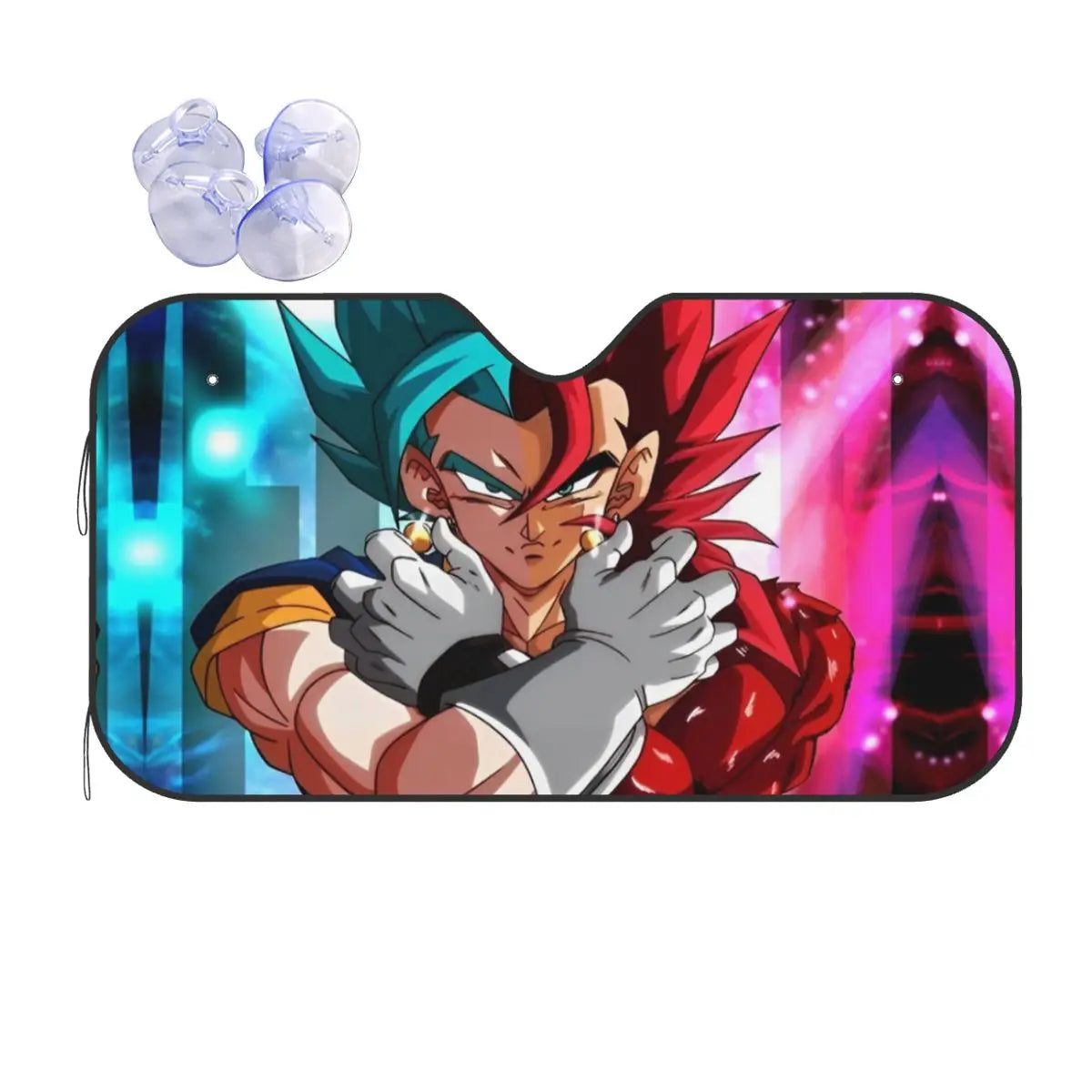 Zwarte auto parasol Dragon Ball kanji Go en oranje merken