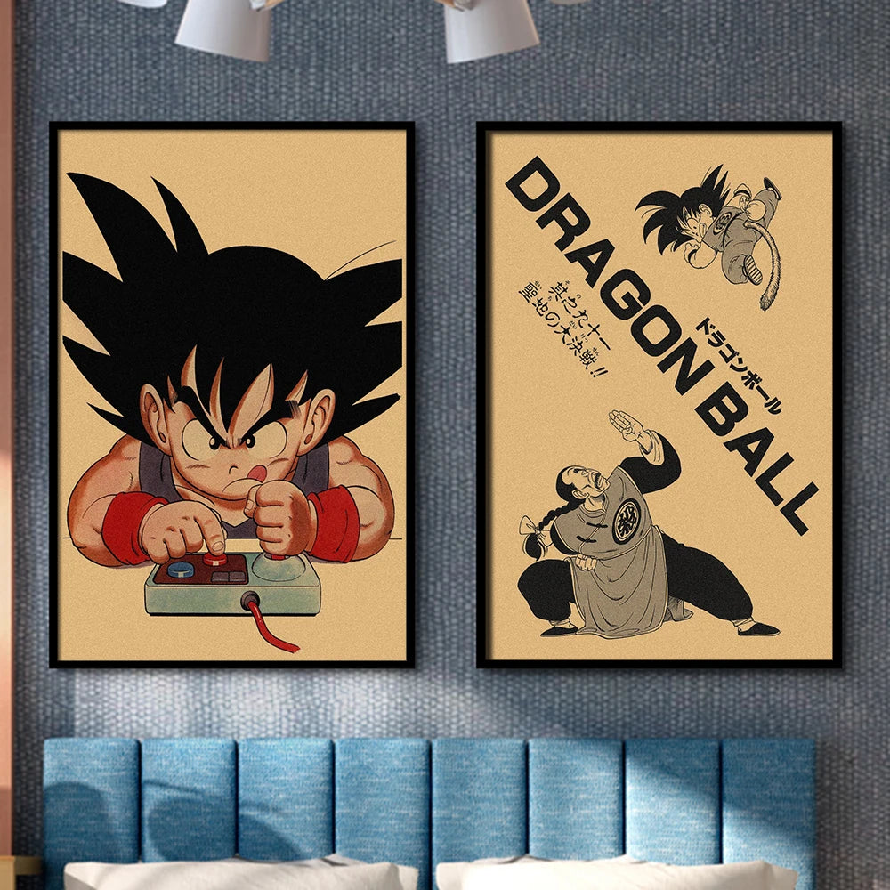 Retro Poster Dragon Ball - Goku Child op zijn motorfiets 34