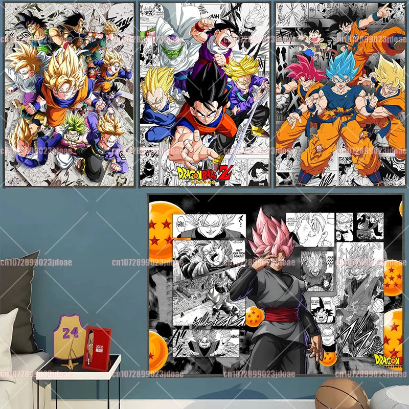 Pósteres manga Dragon Ball - Vegeta Goku y Broly a color