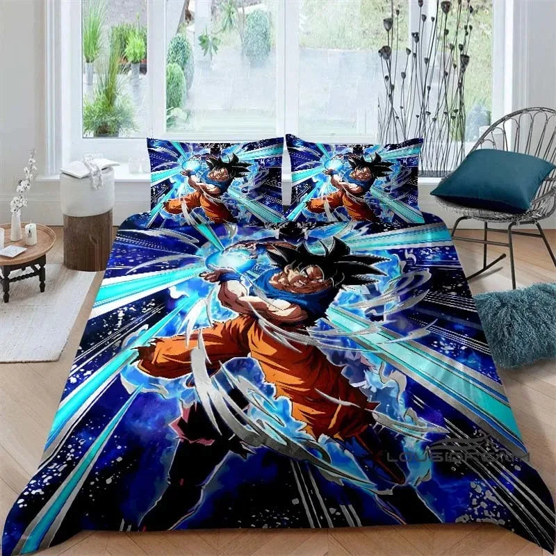 Copripiumino Dragon Ball - Goku in combattimento e fulmini blu