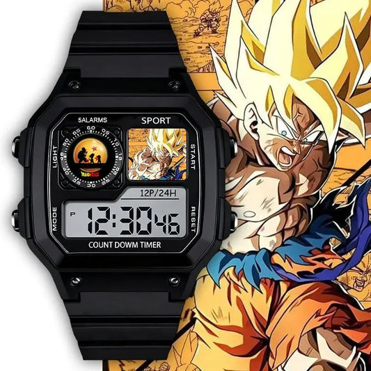 Montre numérique noire Dragon Ball - Goku Super Saiyan en combat