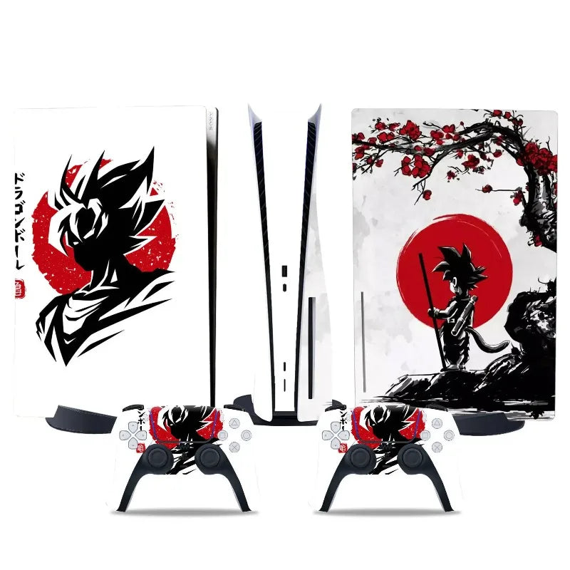 Sticker PS5 et manettes Dragon Ball - Goku Ultra Instinct et auras bleue et dorée