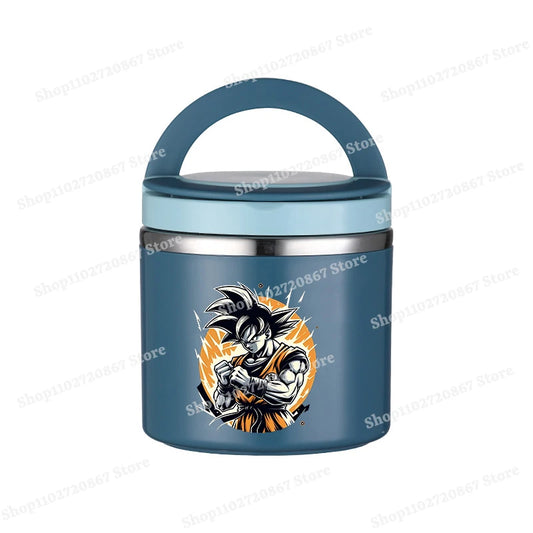 Boîte repas ronde bleue Dragon Ball - Goku de profil en noir et blanc