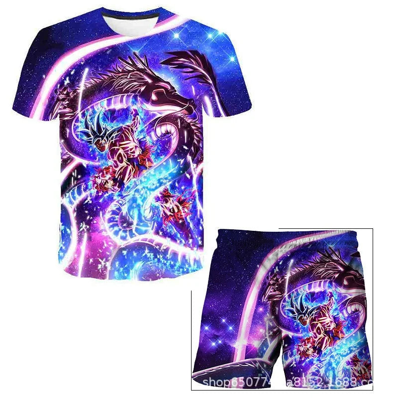 T-shirt set en paarse shorts Dragon Ball - Shenron en heldere krijger