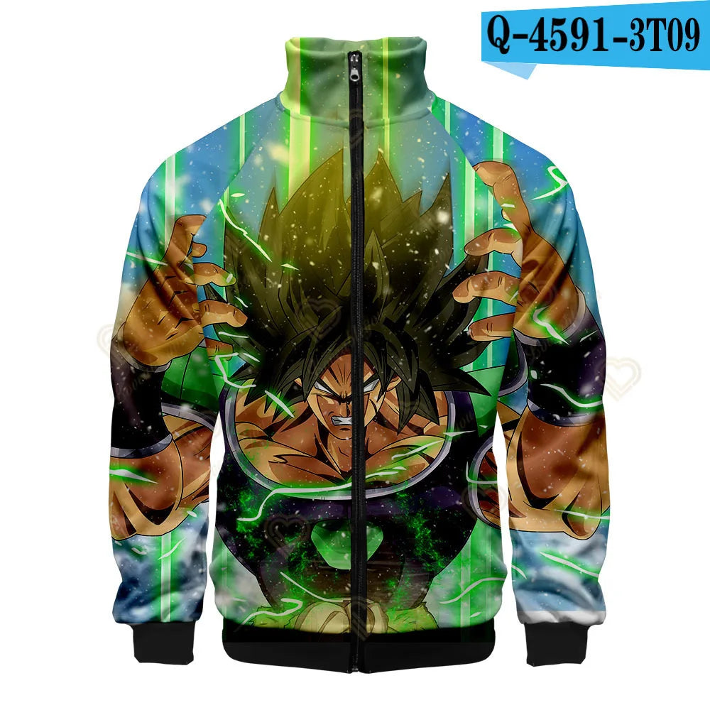 Green and blue zipped jacket Dragon Ball - Broly Goku and Vegeta