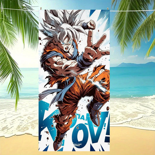 Serviette de plage Dragon Ball - Goku Ultra Instinct au bras tendu