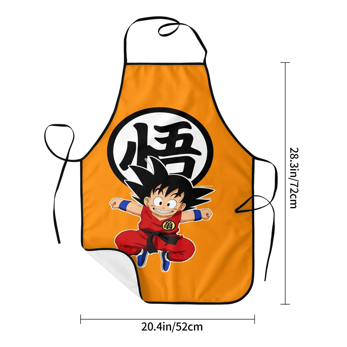 Delantal naranja Dragon Ball - Goku niño y kanji grande Go