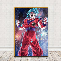 Goku Blue en tenue rouge et cri de combat