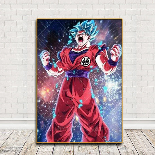 Vertical Poster Dragon Ball - Goku Blue in red outfit and fighting cry