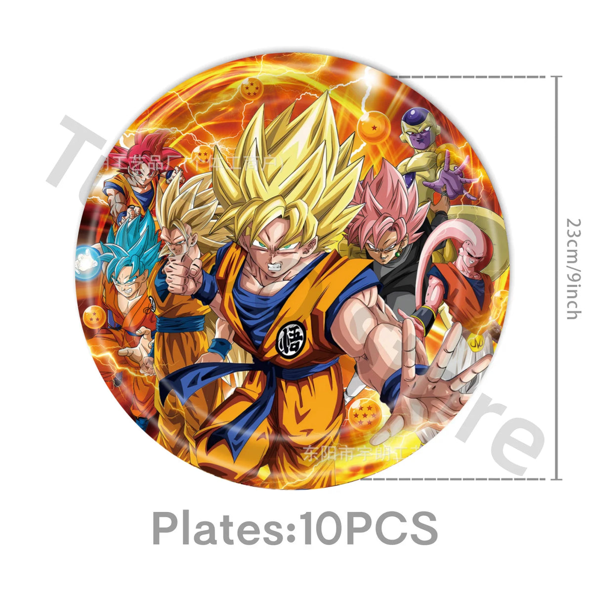 Dragon Ball Geburtstagsgeschirr - Goku und goldener Super Saiyans