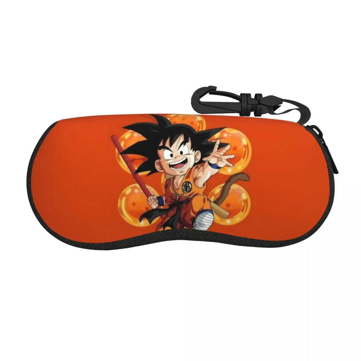 Dragon Ball black glasses case - Go kanji on orange scratches