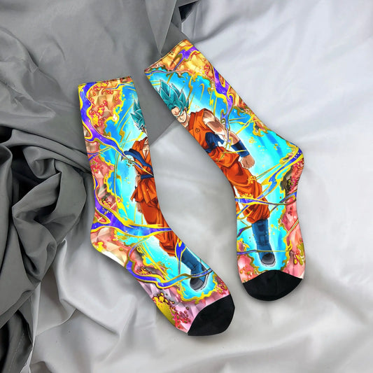 Calcetines turquesa Dragon Ball - Goku azul y rayos dorados