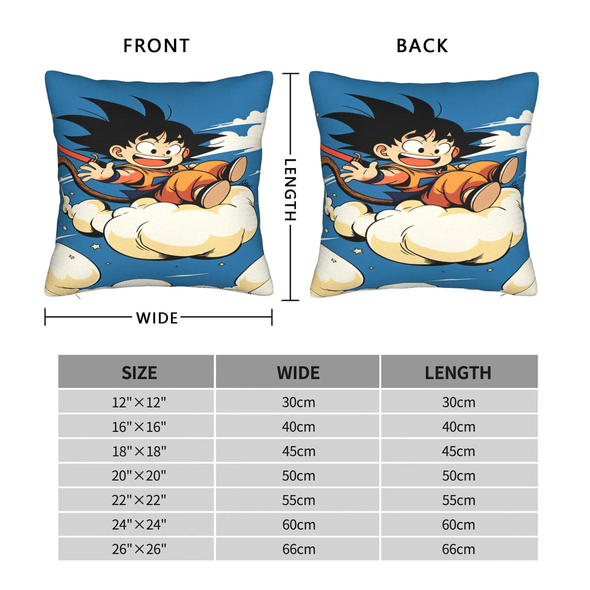 Dragon Ball blue cushion cover - Child Goku on magic cloud