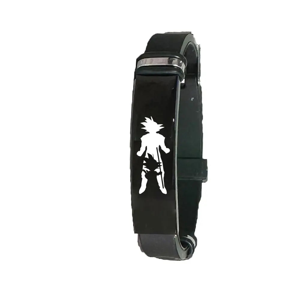 Dragon Ball black bracelet - white silhouette of child Goku