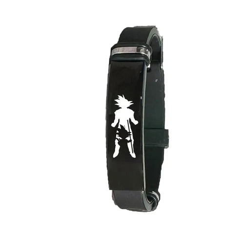 Dragon Ball black bracelet - white silhouette of child Goku