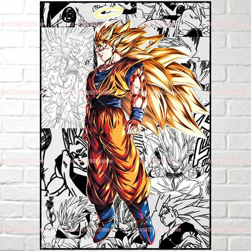 Pósteres manga Dragon Ball - Vegeta Goku y Broly a color