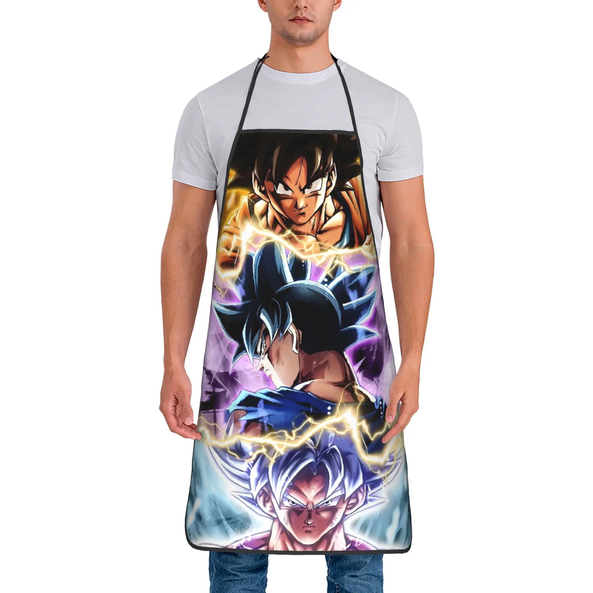 Tablier turquoise Dragon Ball - Goku Super Saiyan God et boule de cristal