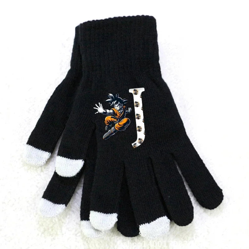 Dragon Ball Schwarze Handschuhe mit weißen Tipps - Goku und Brief D